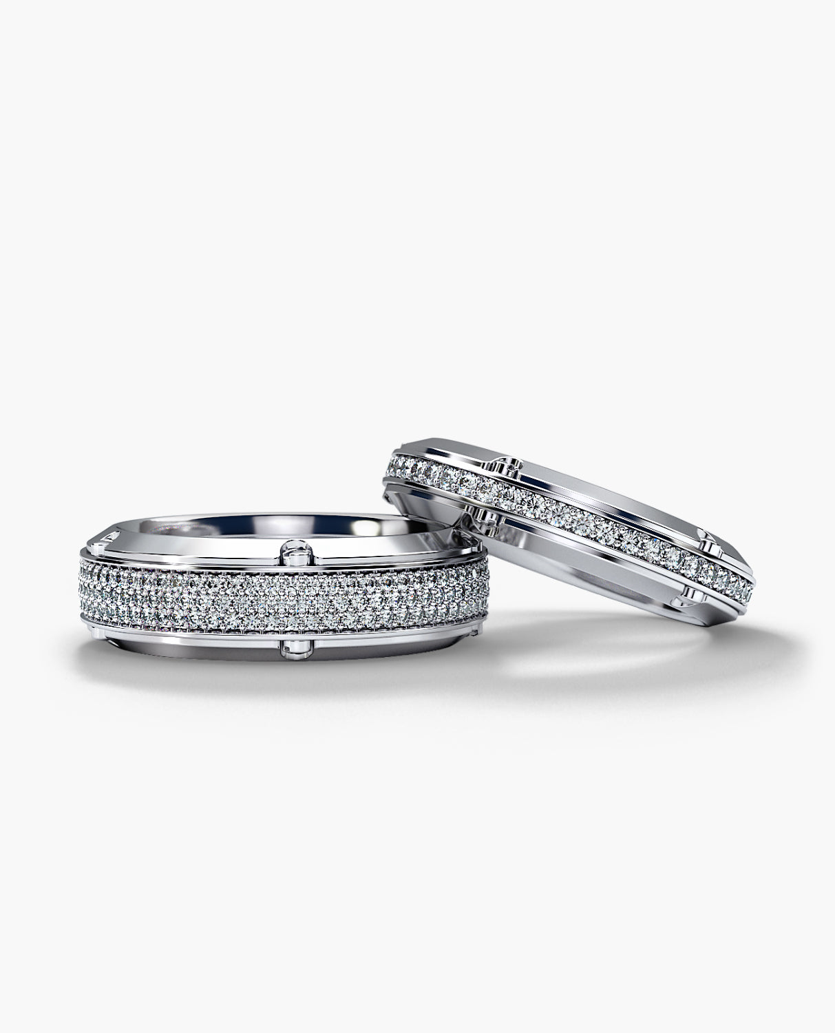 CORTEZ Gold Matching Diamond Wedding Band Set