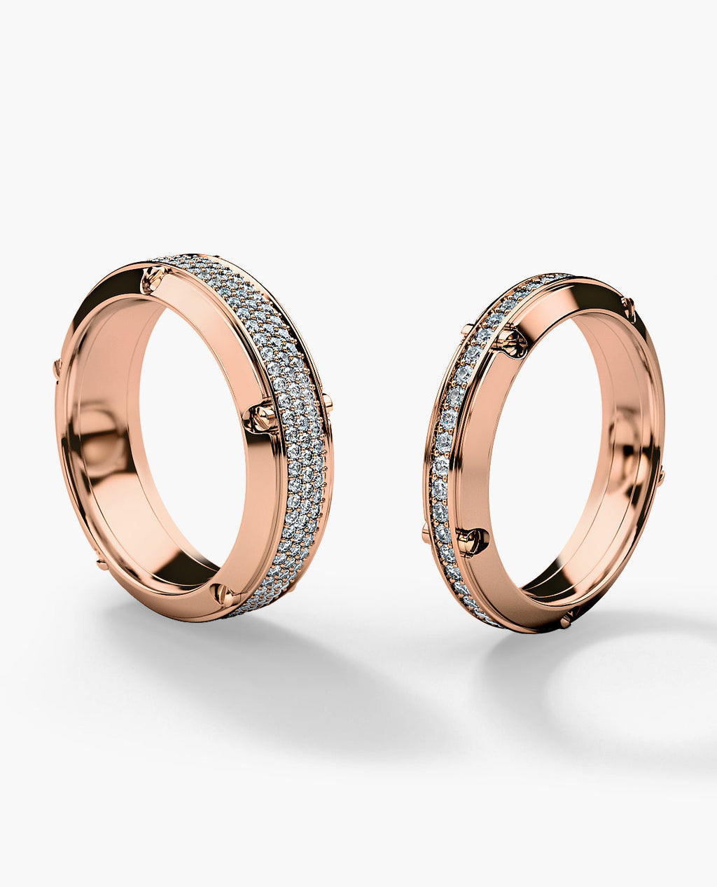 CORTEZ Gold Matching Diamond Wedding Band Set