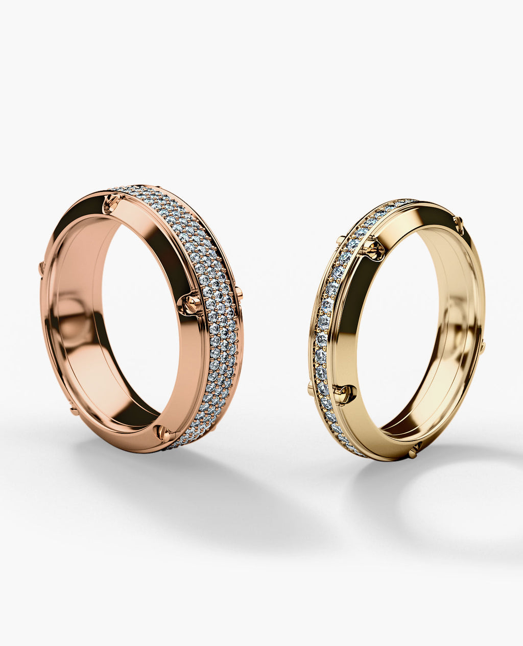 CORTEZ Gold Matching Diamond Wedding Band Set