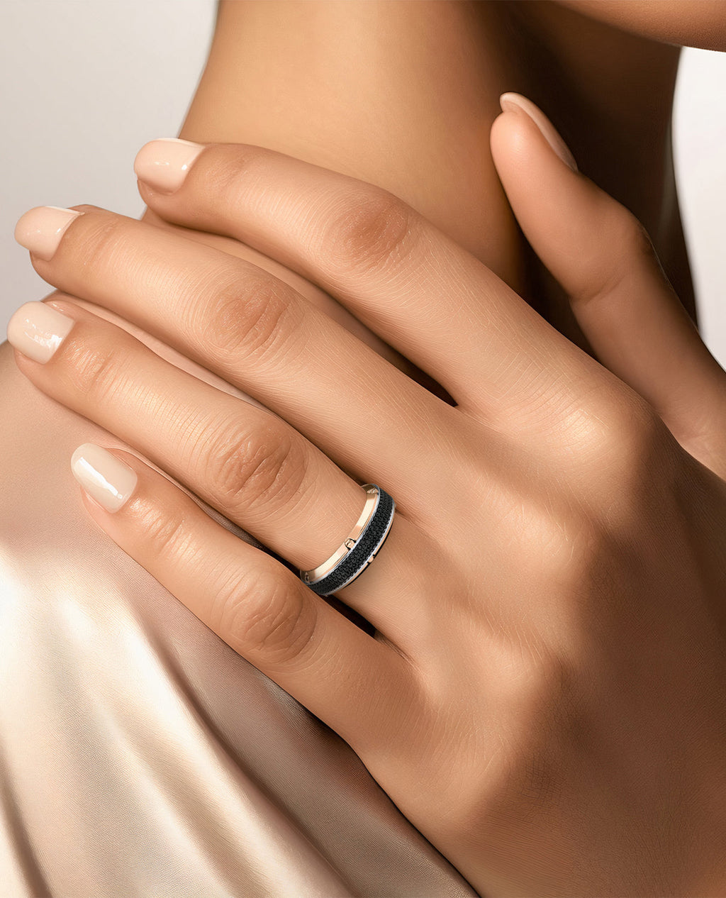 CORTEZ Two-Tone Gold Ring with 1.00ct Black Diamonds