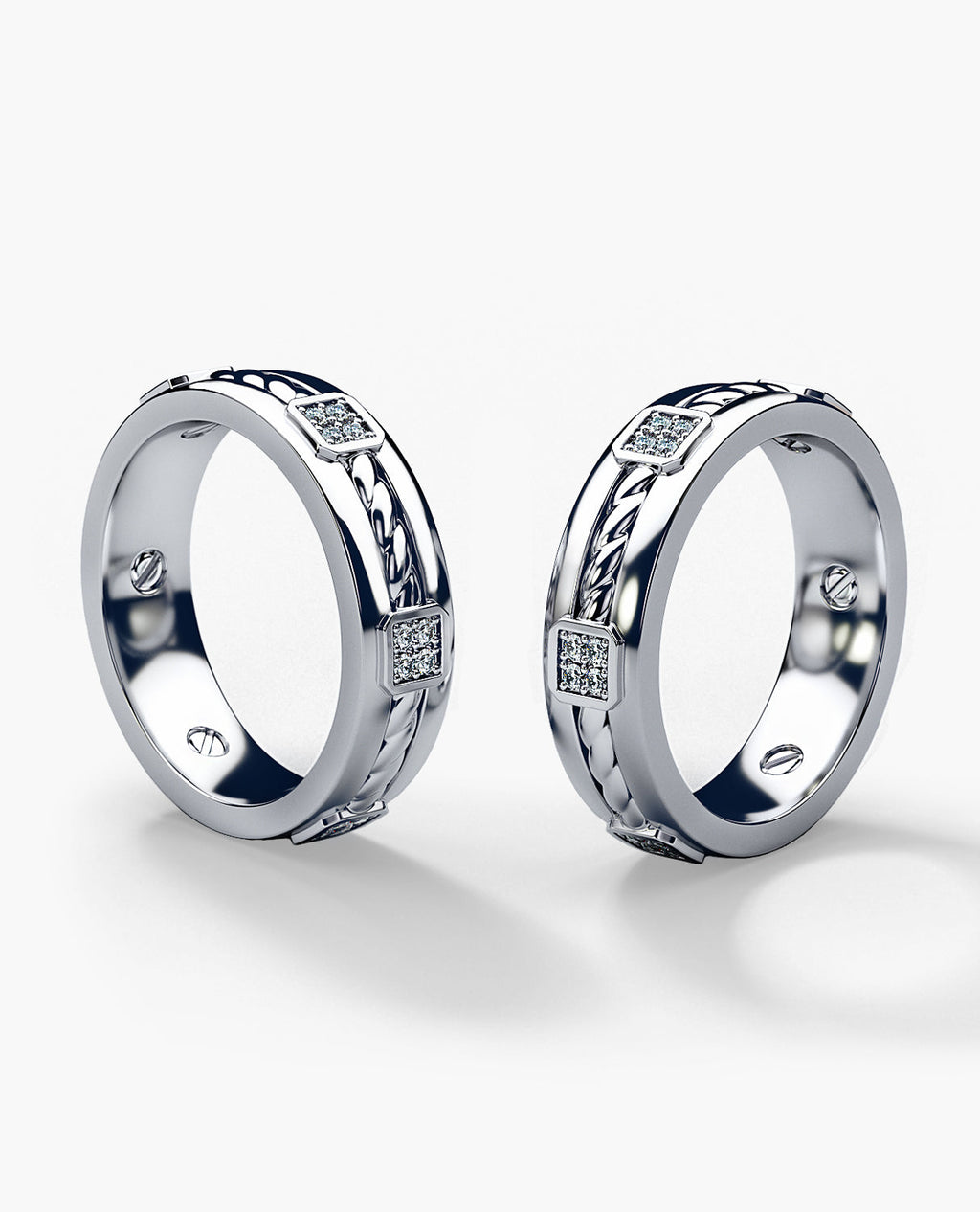 FAIRBANKS Gold Matching Diamond Wedding Band Set