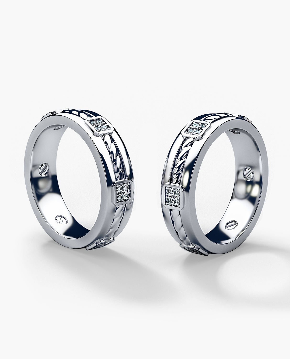 FAIRBANKS Gold Matching Diamond Wedding Band Set