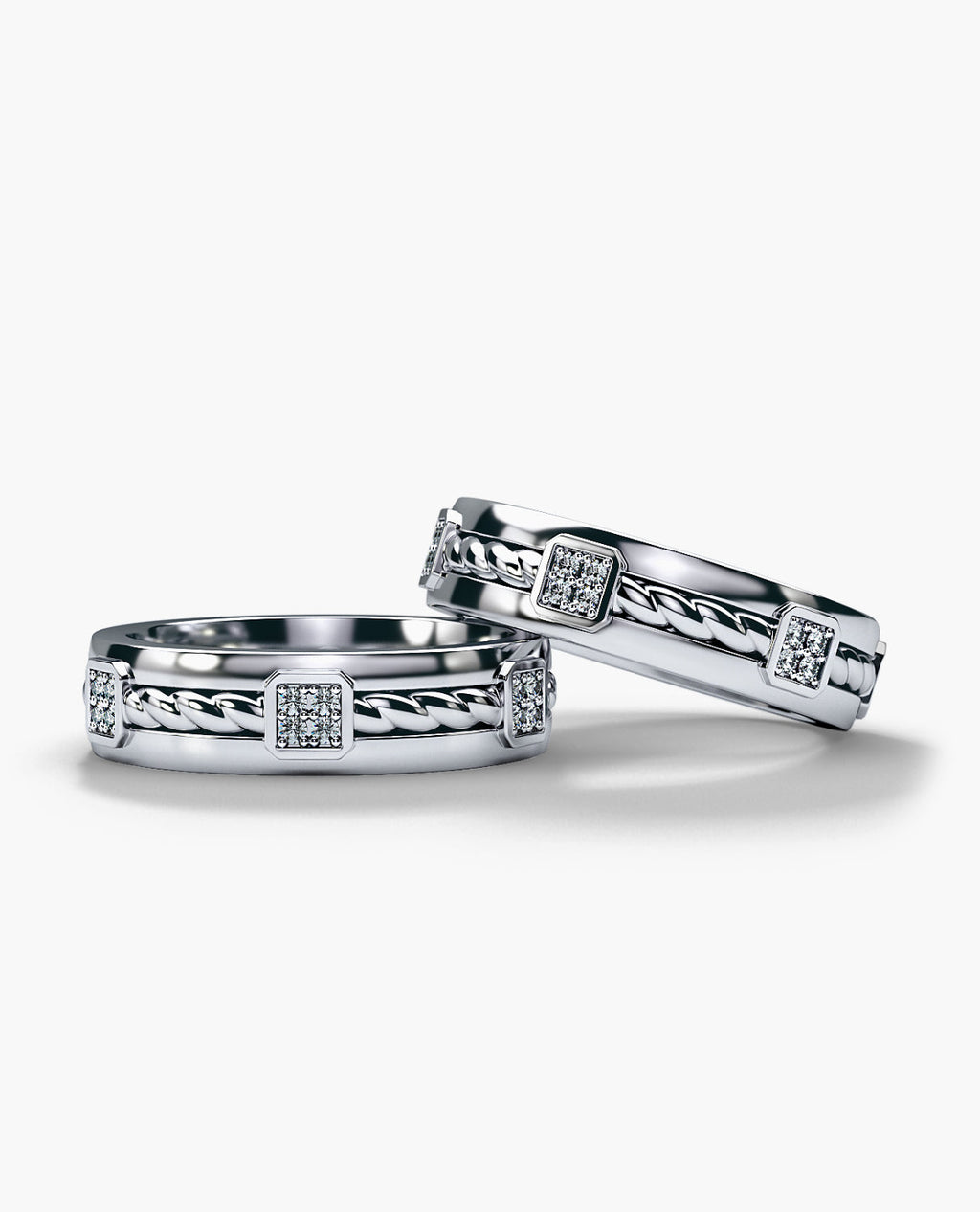FAIRBANKS Gold Matching Diamond Wedding Band Set
