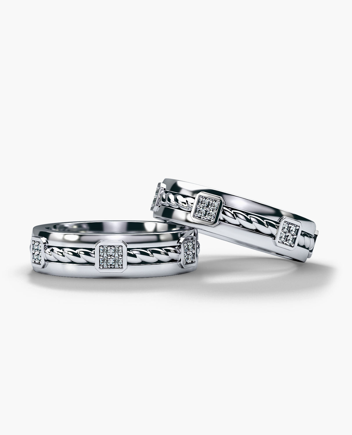 FAIRBANKS Gold Matching Diamond Wedding Band Set