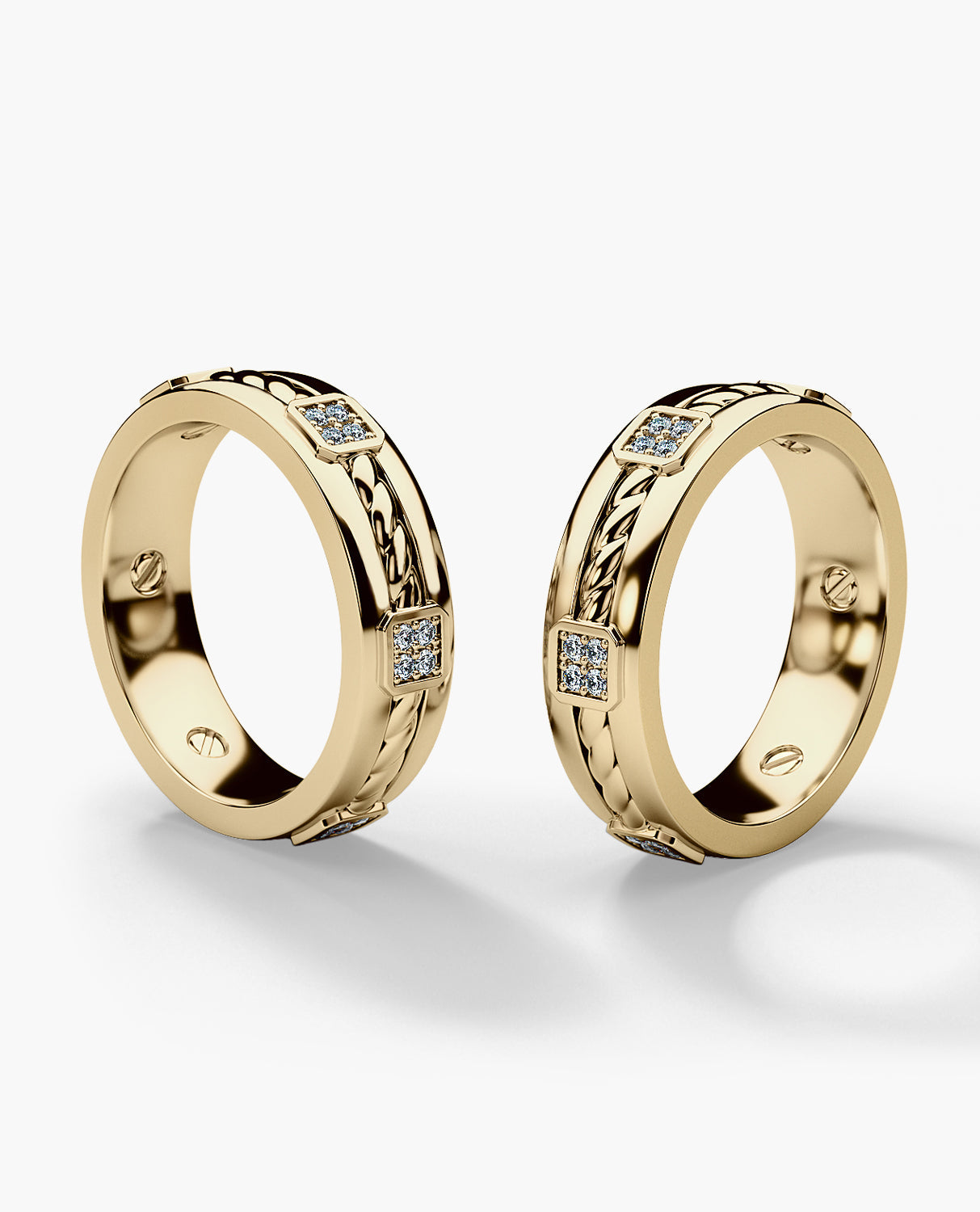 FAIRBANKS Gold Matching Diamond Wedding Band Set