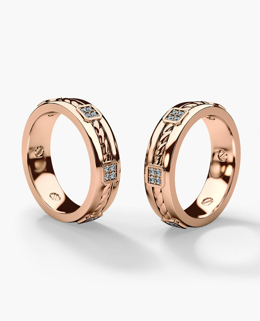 FAIRBANKS Gold Matching Diamond Wedding Band Set
