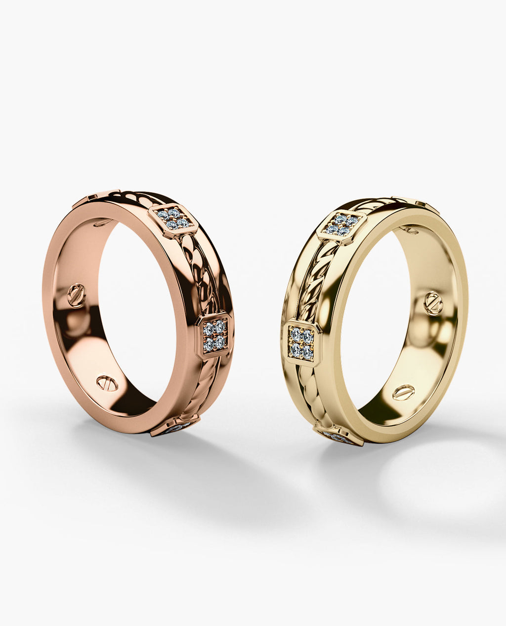 FAIRBANKS Gold Matching Diamond Wedding Band Set
