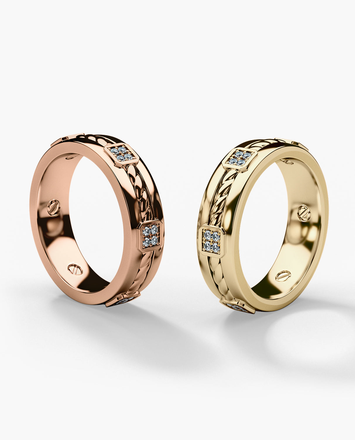 FAIRBANKS Gold Matching Diamond Wedding Band Set