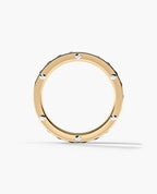 KENSINGTON Two Tone Gold Cuban Link Ring with 0.65ct Black Diamonds