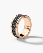 KENSINGTON Two Tone Gold Cuban Link Ring with 0.65ct Black Diamonds