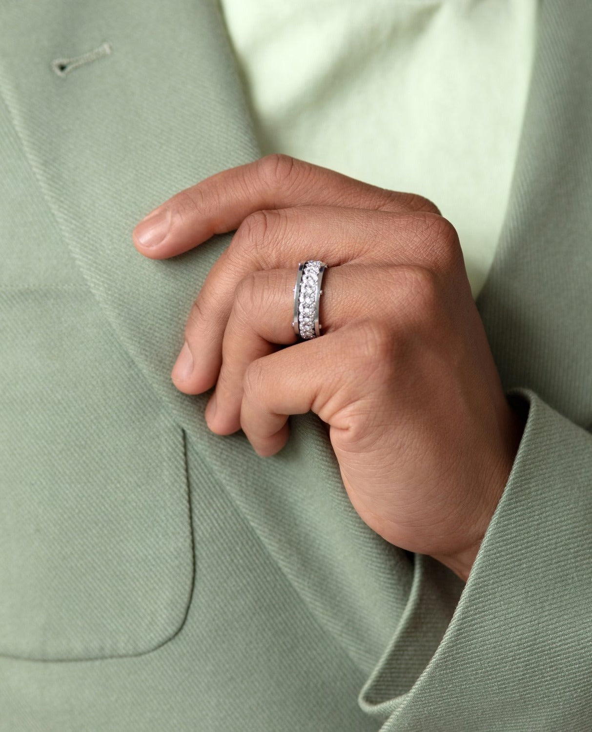 KENSINGTON Gold Cuban Link Ring with 0.65ct Diamonds