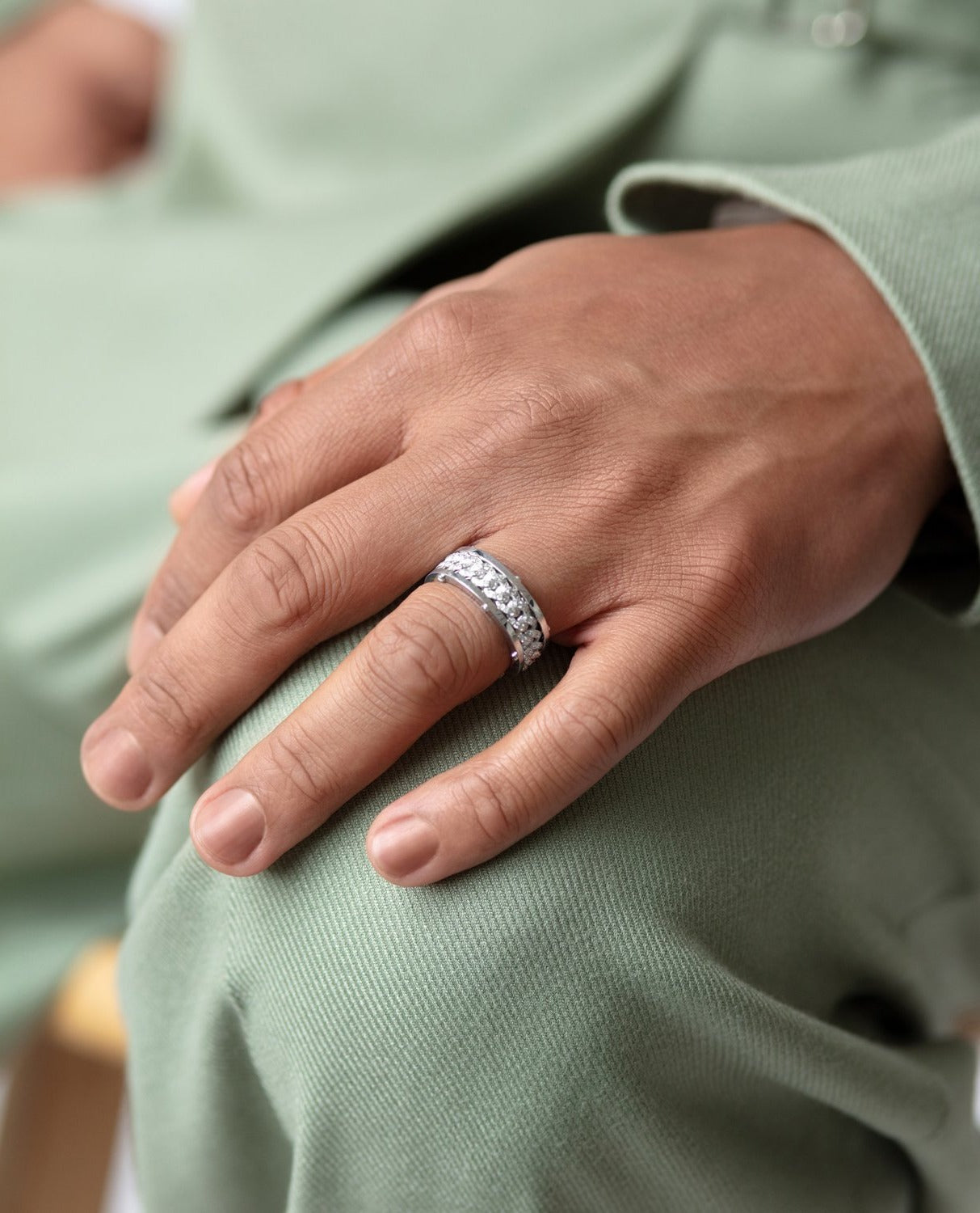 KENSINGTON Gold Cuban Link Ring with 0.65ct Diamonds