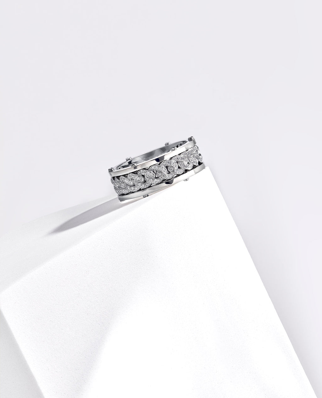 KENSINGTON Gold Cuban Link Ring with 0.65ct Diamonds