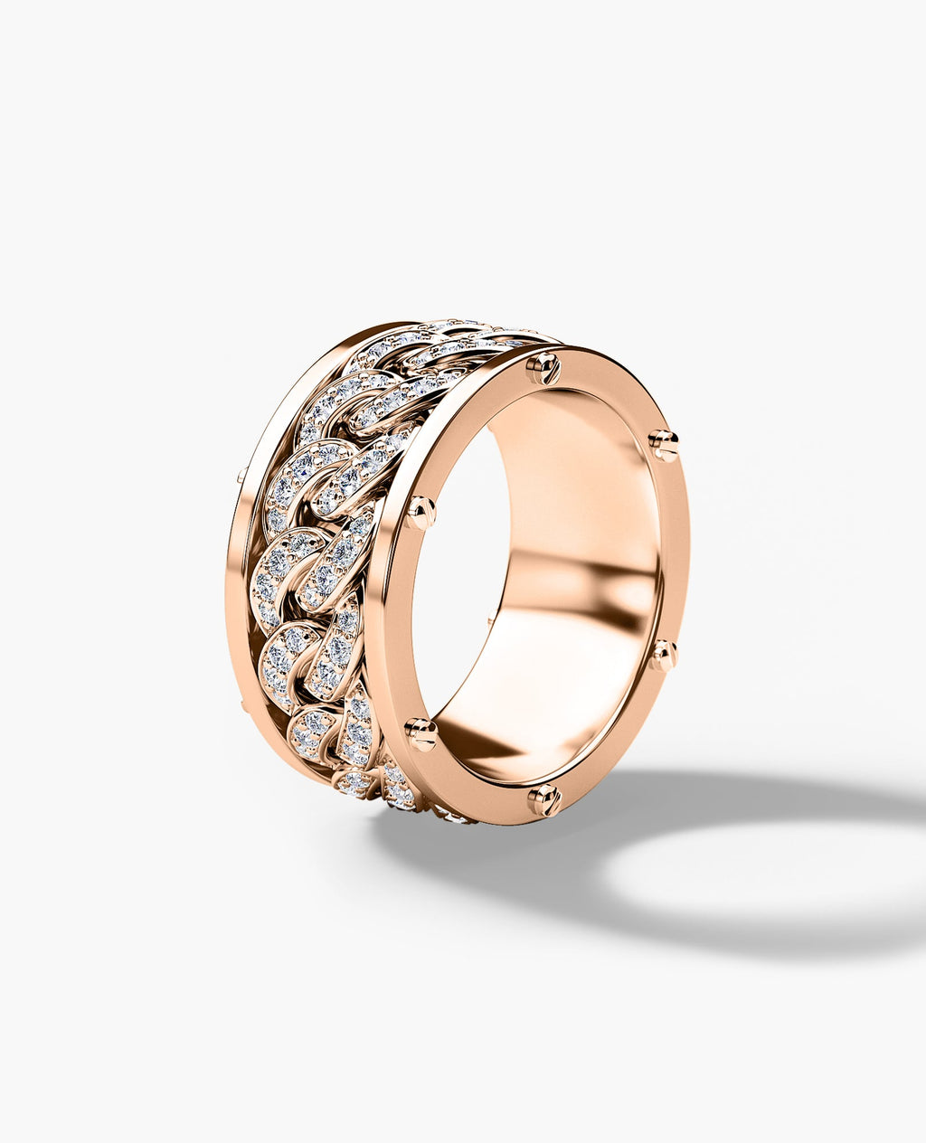 KENSINGTON Gold Cuban Link Ring with 0.65ct Diamonds