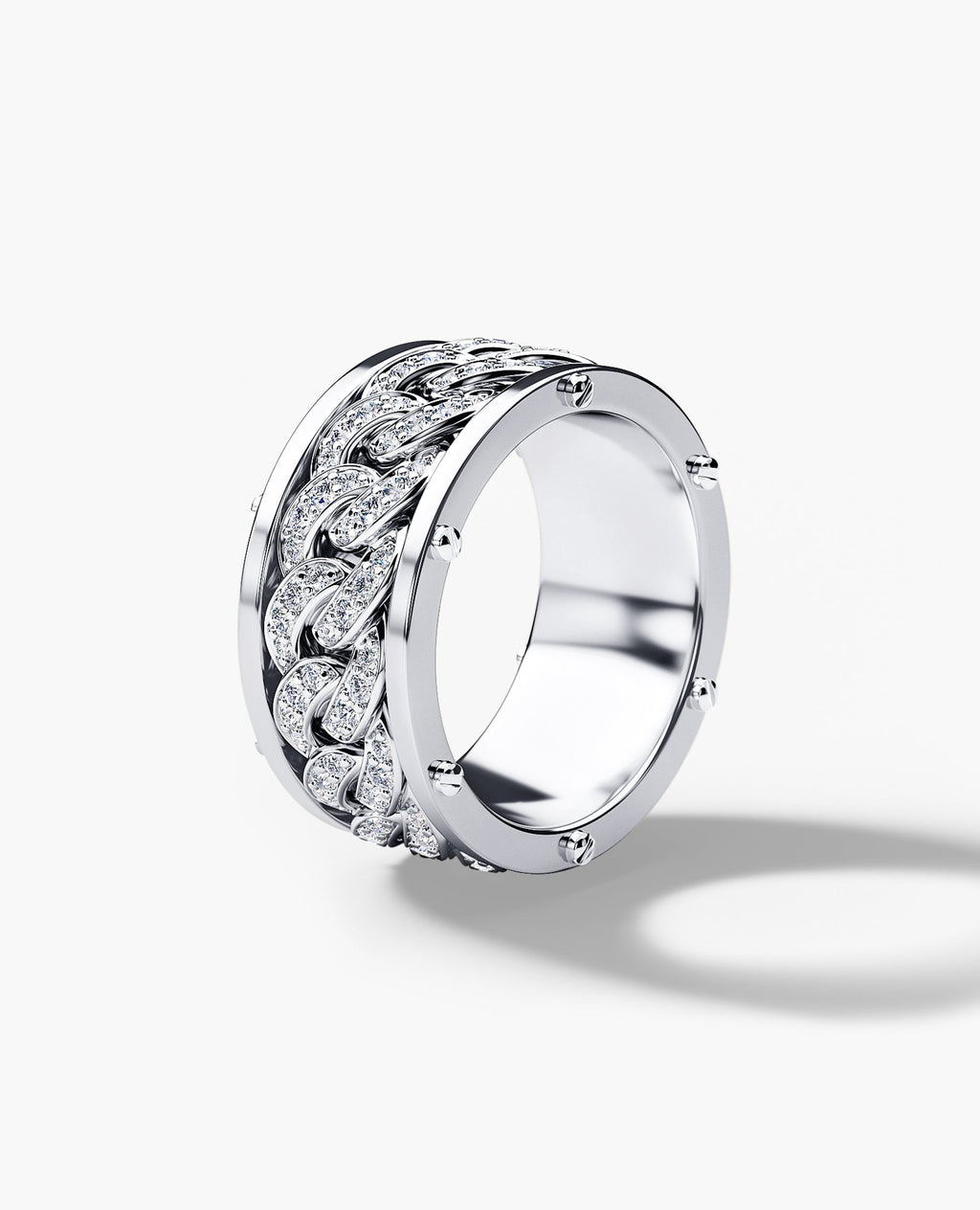 KENSINGTON Gold Cuban Link Ring with 0.65ct Diamonds