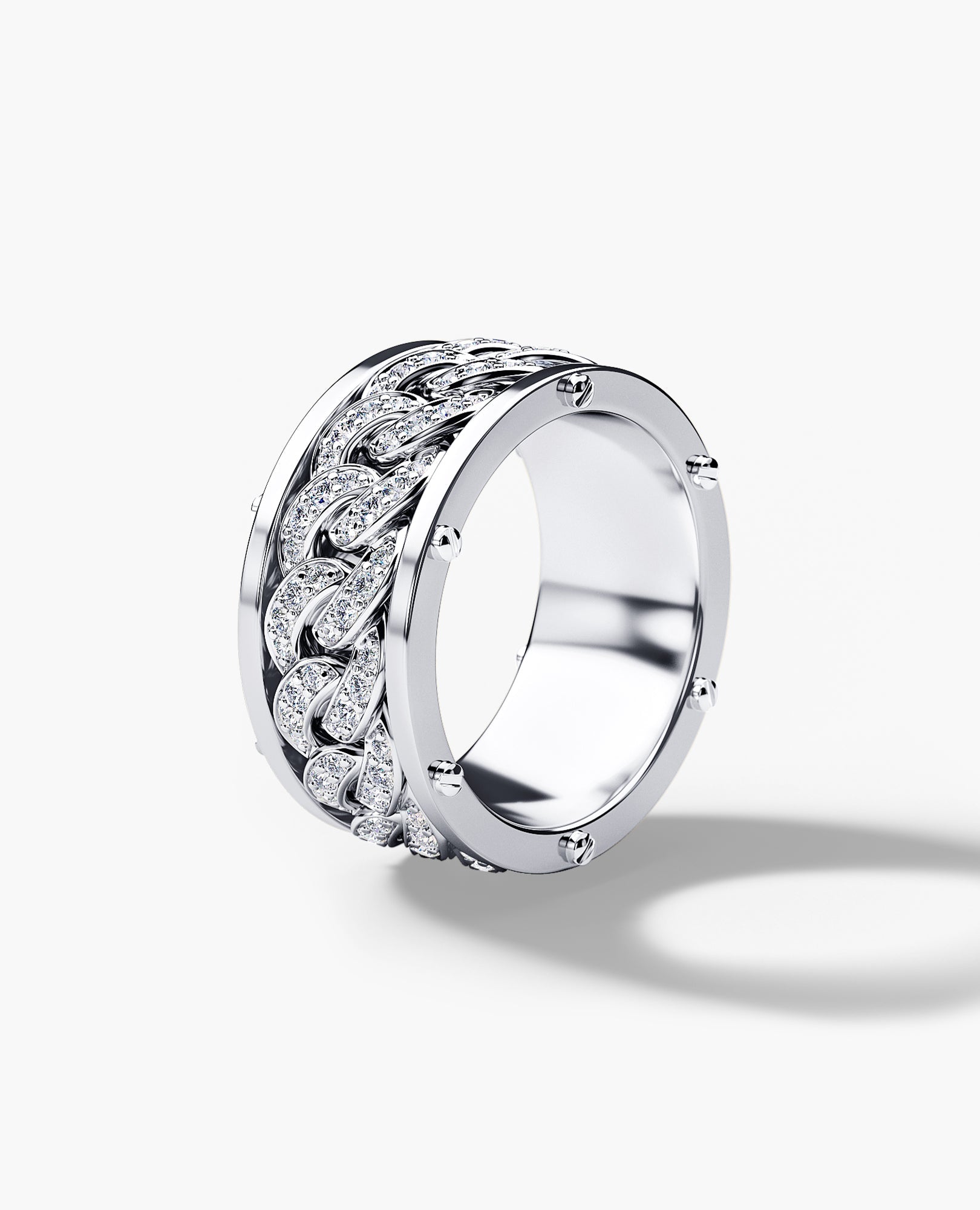 KENSINGTON Gold Cuban Link Ring with 0.65ct Diamonds