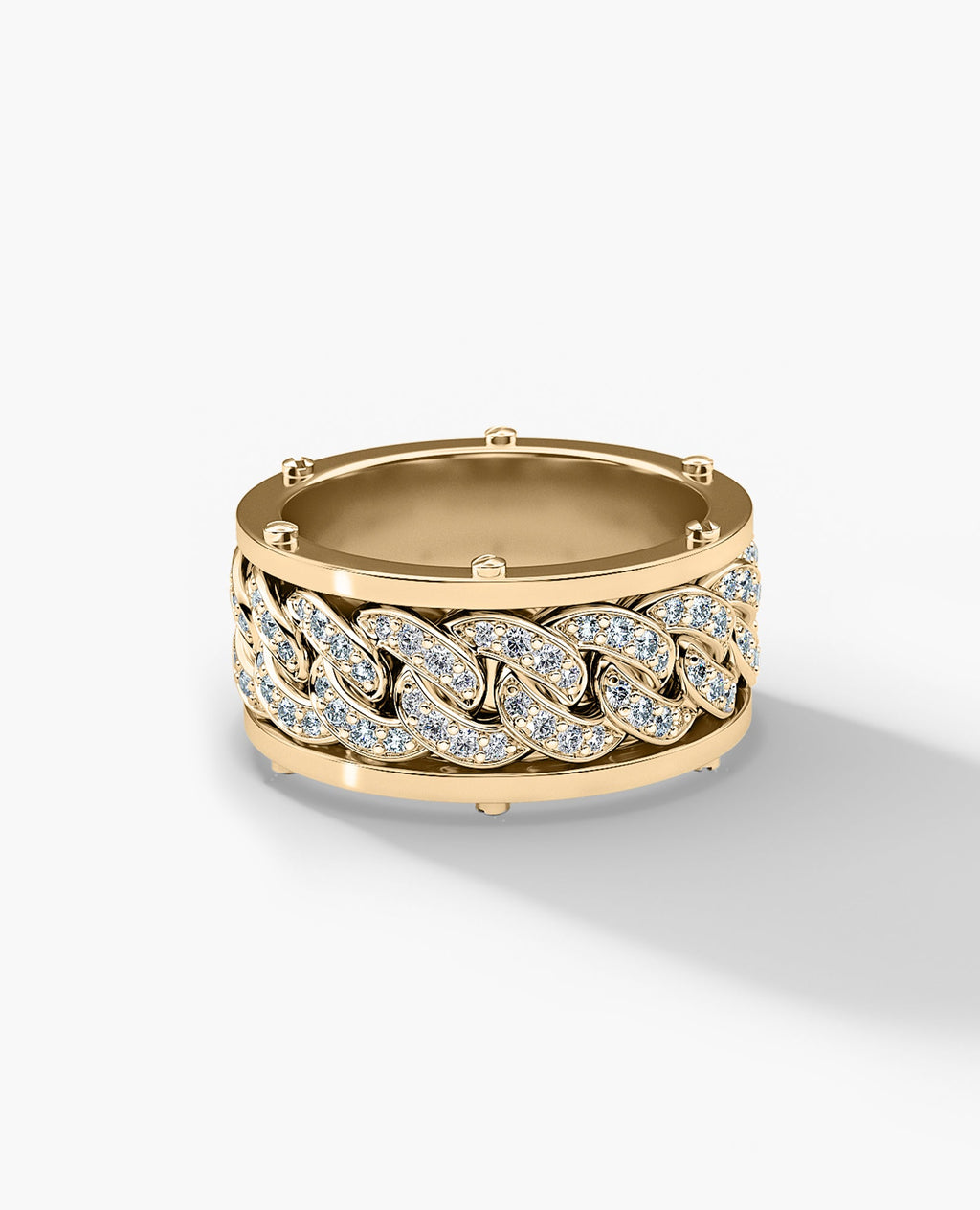 KENSINGTON Gold Cuban Link Ring with 1.45ct Diamonds