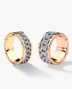 KENSINGTON Two Tone Gold Diamond Matching Wedding Band Set