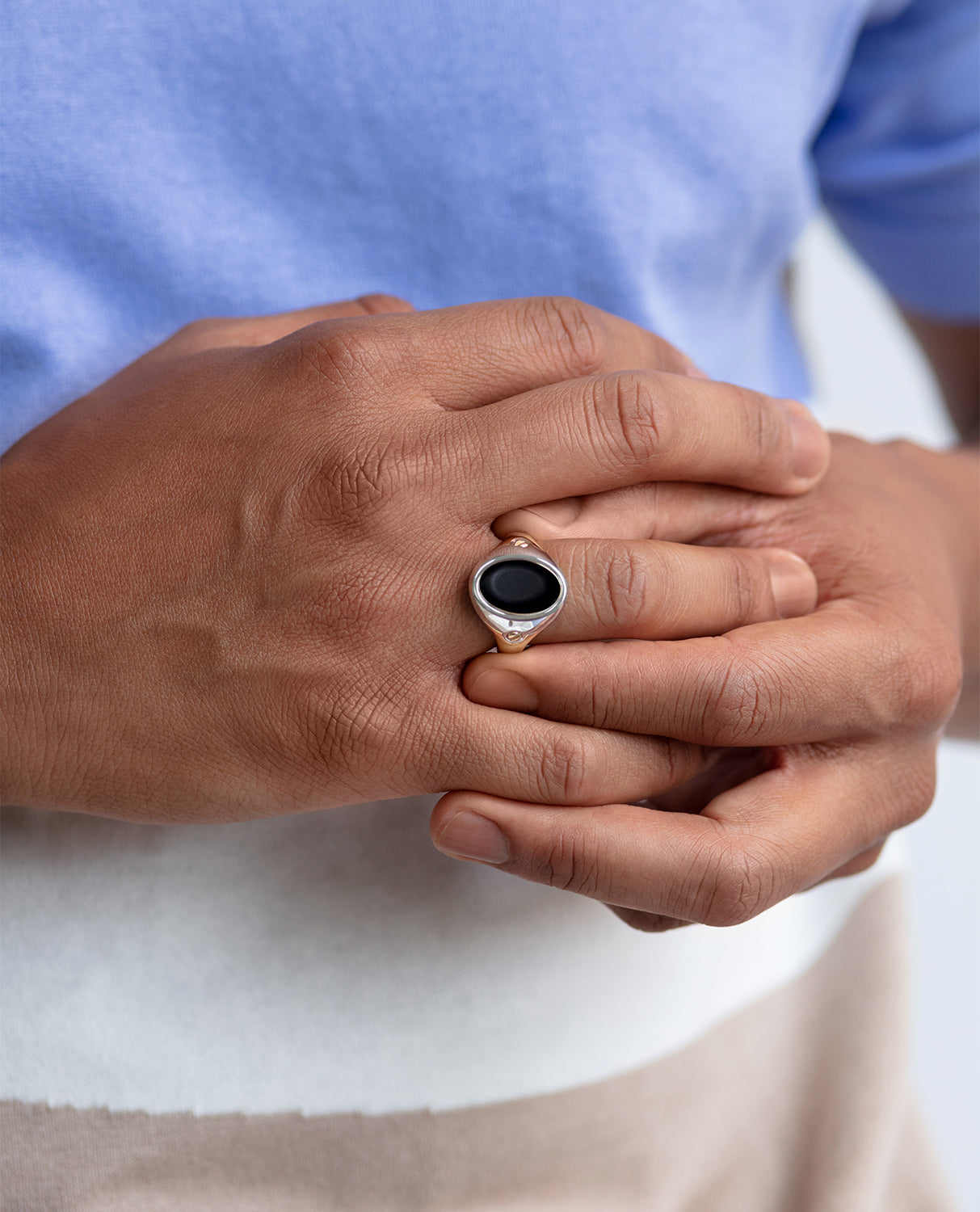 LODESTAR Two-Tone Gold Signet Ring with Black Onyx