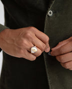 LODESTAR Two-Tone Gold Initial Signet Ring