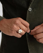 LODESTAR Two-Tone Gold Signet Ring with Diamond