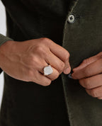 LODESTAR Two-Tone Gold Signet Ring with 0.55ct Pave Diamonds