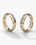 REED Two-Tone Gold Matching Diamond Wedding Band Set