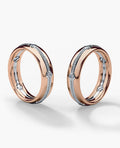 REED Two-Tone Gold Matching Diamond Wedding Band Set