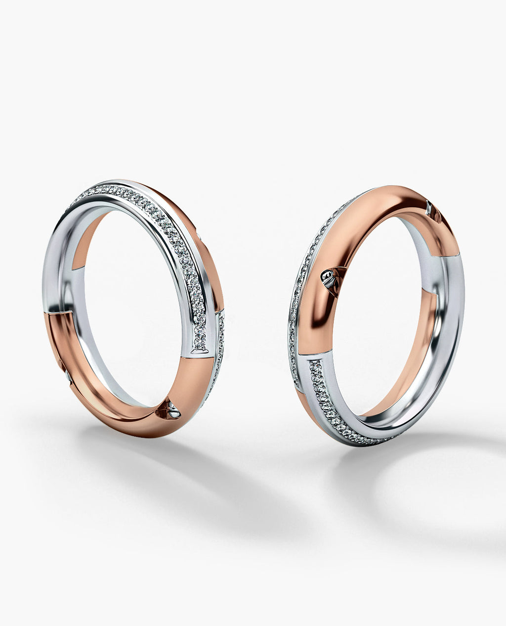 SANTA CRUZ Two-Tone Gold Matching Diamond Wedding Band Set