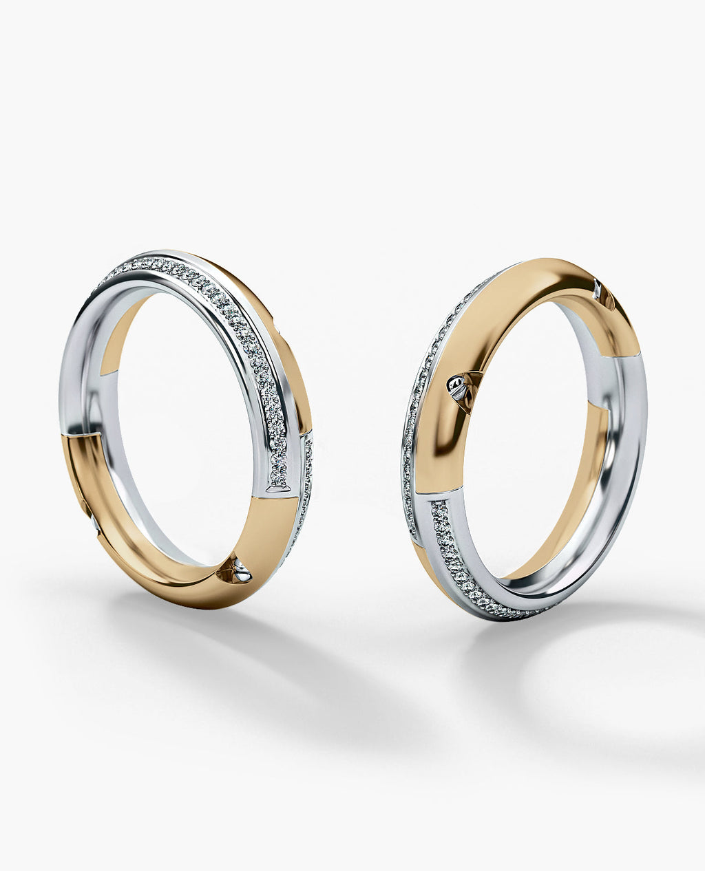 SANTA CRUZ Two-Tone Gold Matching Diamond Wedding Band Set