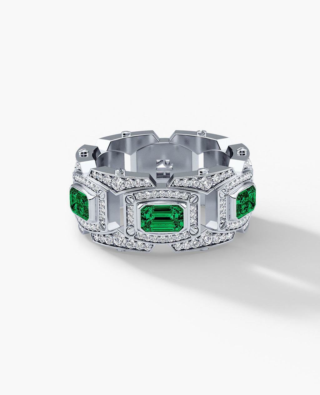 ARGONAUT Gold Ring with 3.80ct Emeralds and White Diamonds