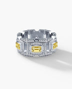 ARGONAUT Gold Ring with 3.80ct Yellow and White Diamonds