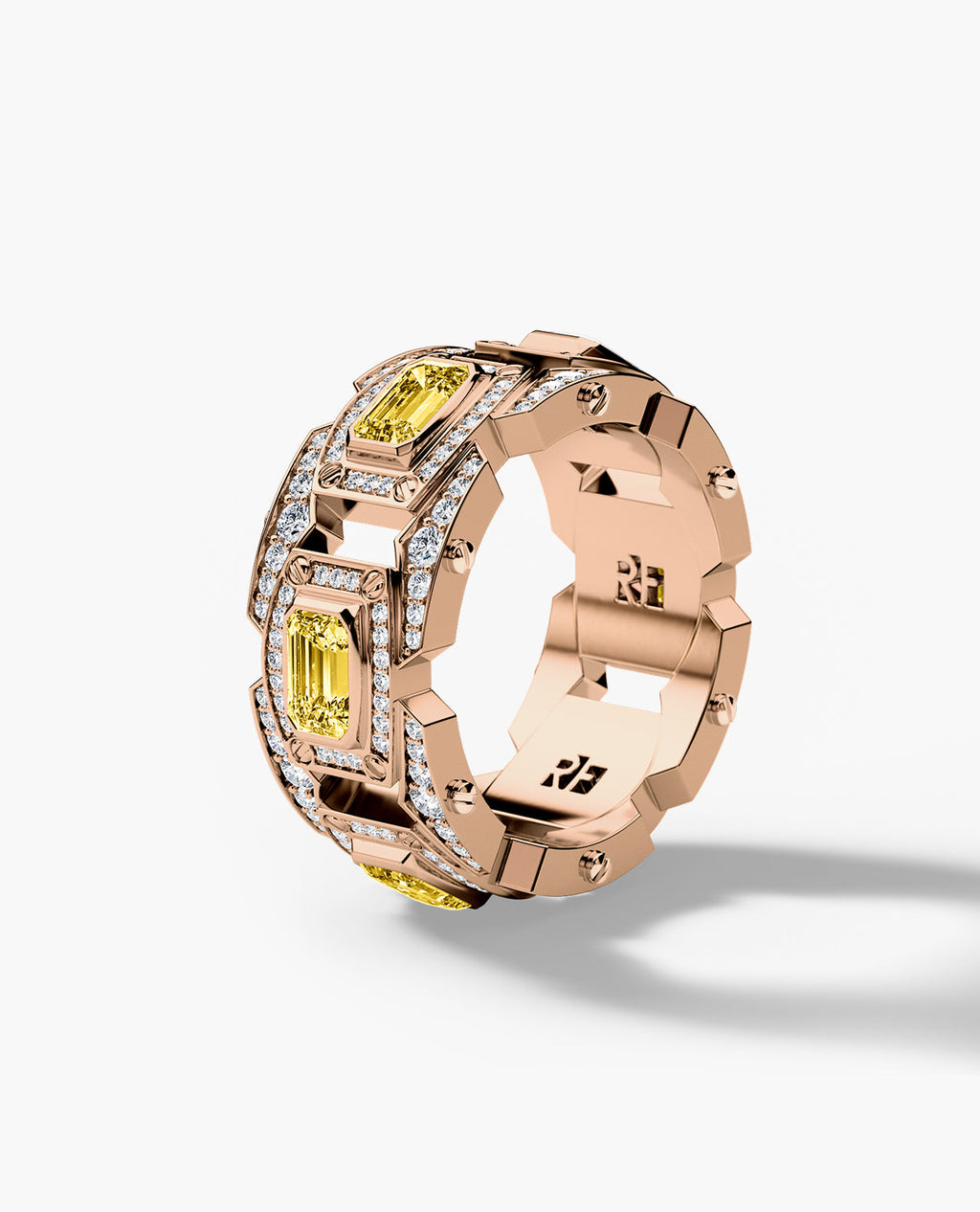 ARGONAUT Gold Ring with 3.80ct Yellow and White Diamonds