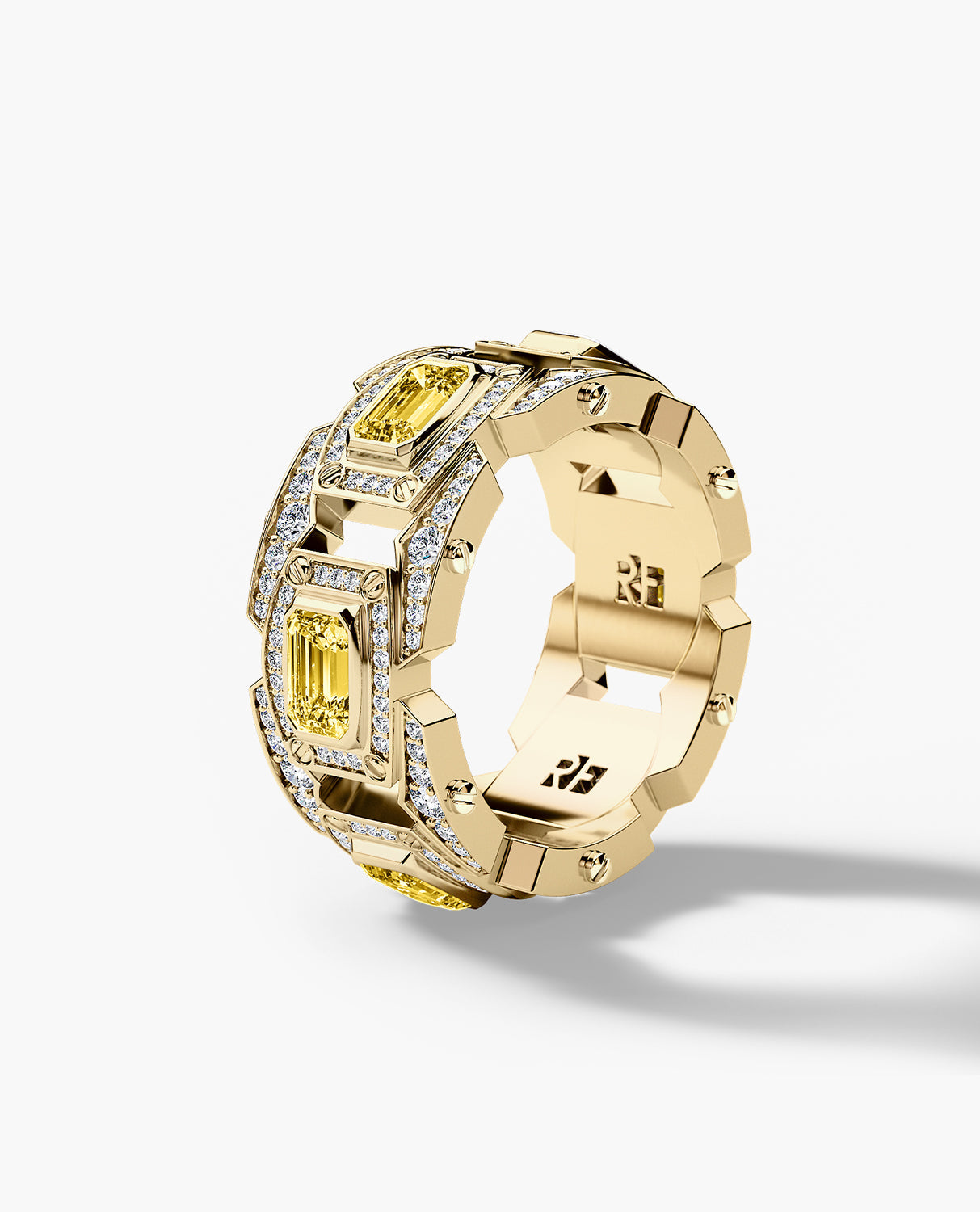 ARGONAUT Gold Ring with 3.80ct Yellow and White Diamonds