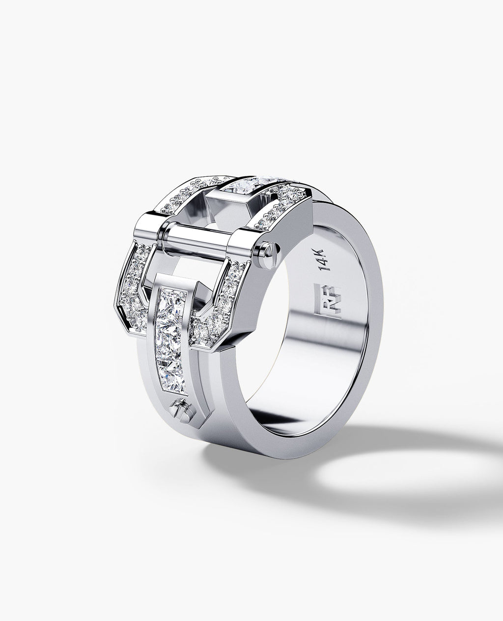 FORTUNA Belt Buckle Gold Ring with 1.50ct Diamonds