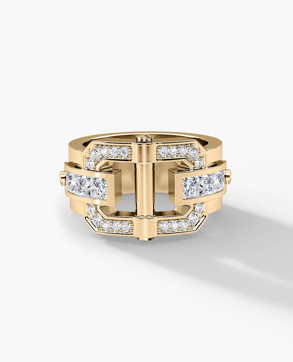 FORTUNA Belt Buckle Gold Ring with 1.50ct Diamonds
