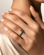 CROSS Gold Ring with 1.45ct Black Diamonds