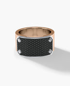 DONLIN Two-Tone Gold Ring with Plate and 0.90ct Black Diamonds - Wide Version