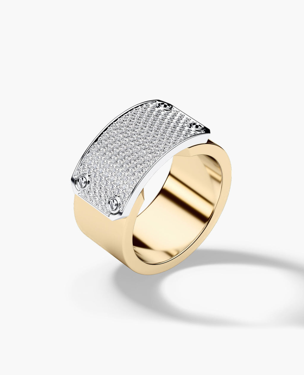 DONLIN Two-Tone Gold Ring with Plate and 0.90ct Diamonds - Wide Version