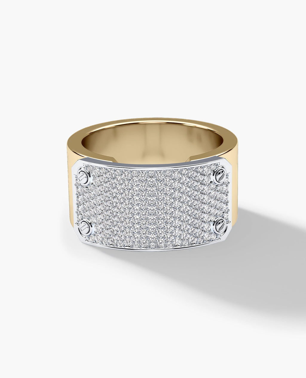 DONLIN Two-Tone Gold Ring with Plate and 0.90ct Diamonds - Wide Version