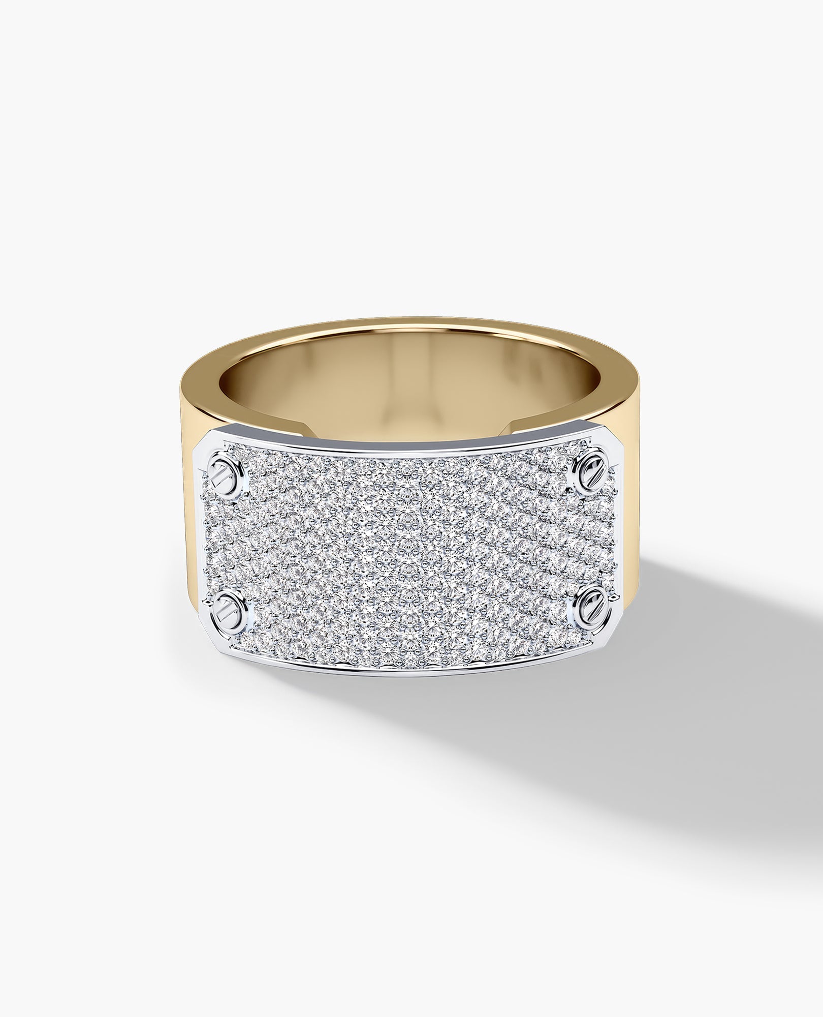 DONLIN Two-Tone Gold Ring with Plate and 0.90ct Diamonds - Wide Version