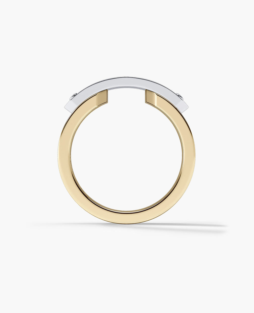 DONLIN Two-Tone Gold Ring with Plate and 0.90ct Diamonds - Wide Version