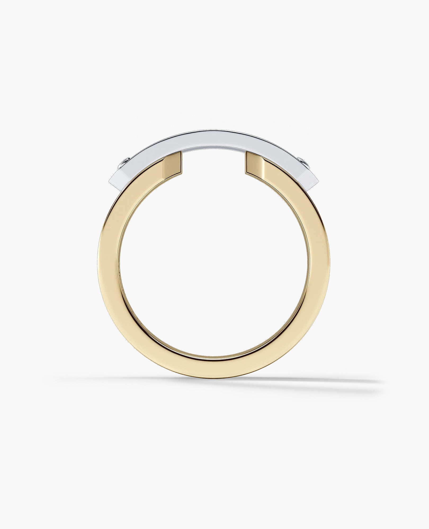 DONLIN Two-Tone Gold Ring with Plate and 0.90ct Diamonds - Wide Version