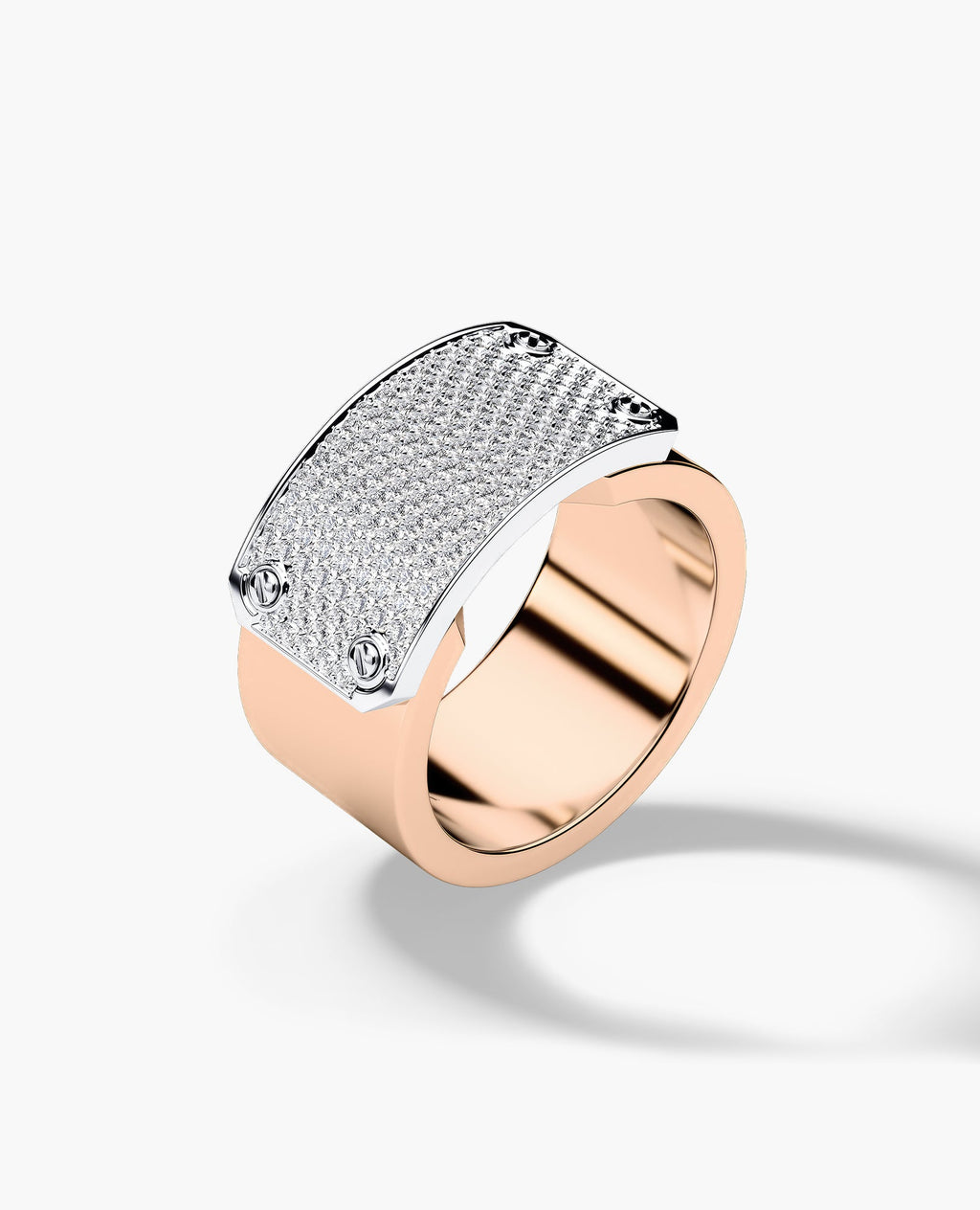 DONLIN Two-Tone Gold Ring with Plate and 0.90ct Diamonds - Wide Version