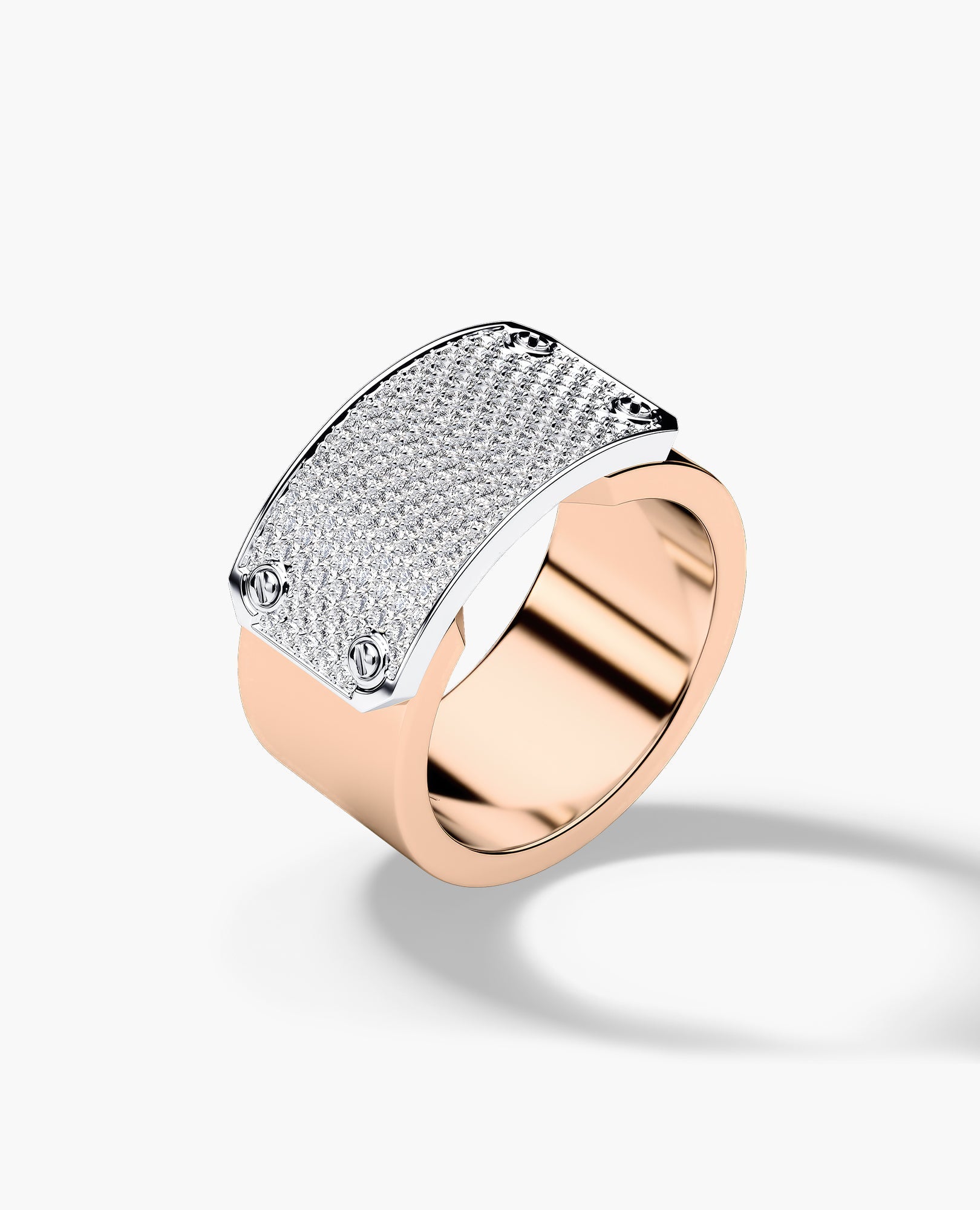 DONLIN Two-Tone Gold Ring with Plate and 0.90ct Diamonds - Wide Version