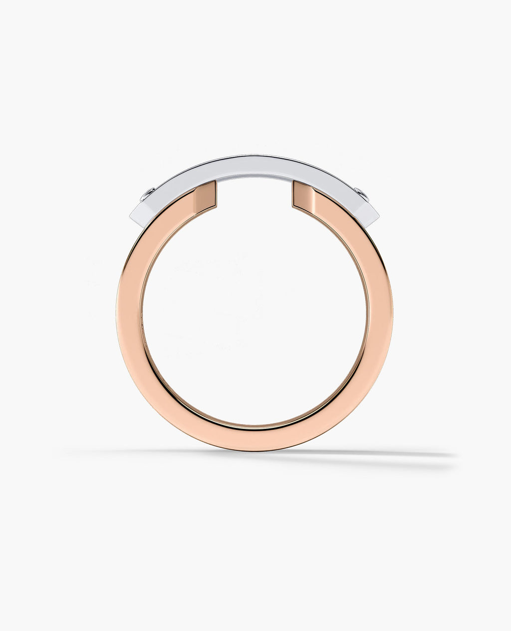 DONLIN Two-Tone Gold Ring with Plate and 0.90ct Black Diamonds - Wide Version