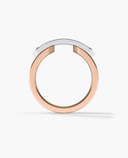 DONLIN Two-Tone Gold Ring with Plate and 0.90ct Black Diamonds - Wide Version