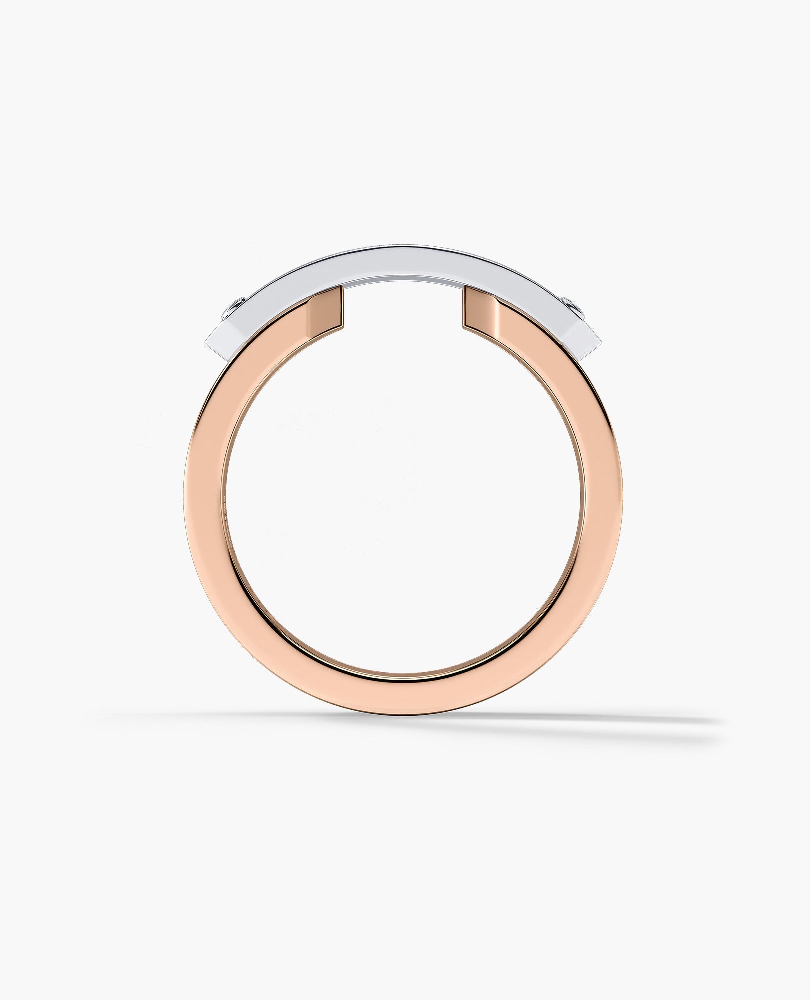 DONLIN Two-Tone Gold Ring with Plate and 0.90ct Black Diamonds - Wide Version