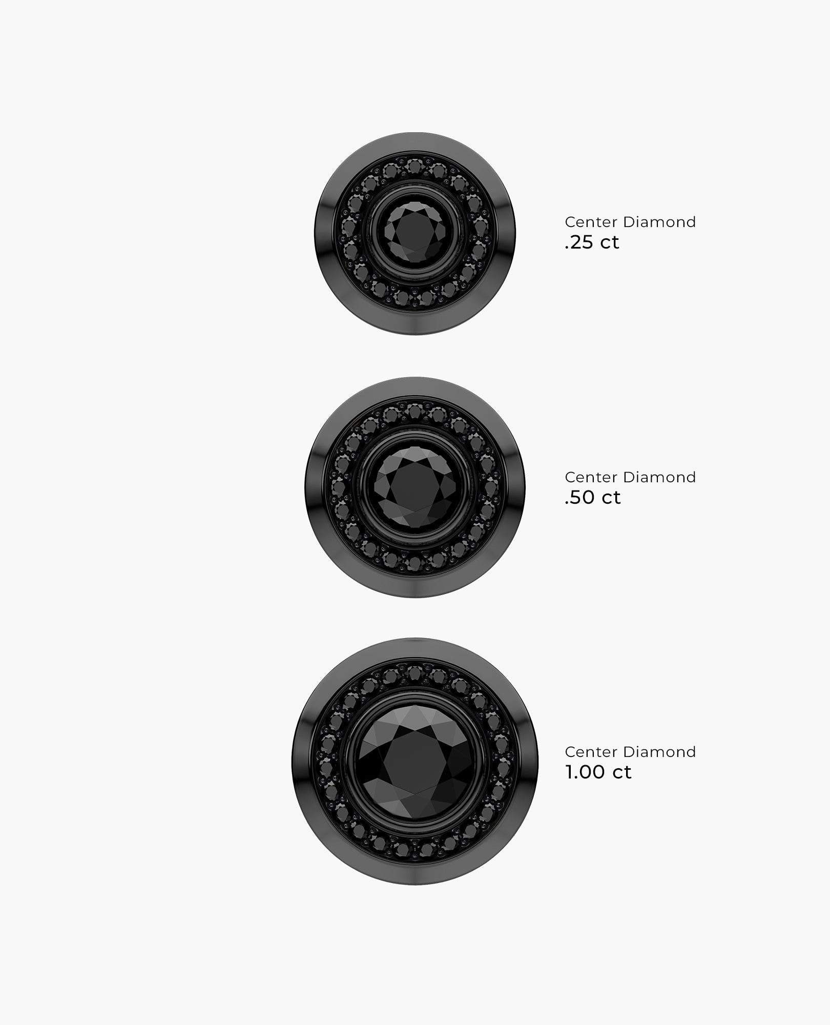 HALO EverBlak Gold Round Cut Single Stud Earring with 0.50ct - 1.35ct Black Diamonds