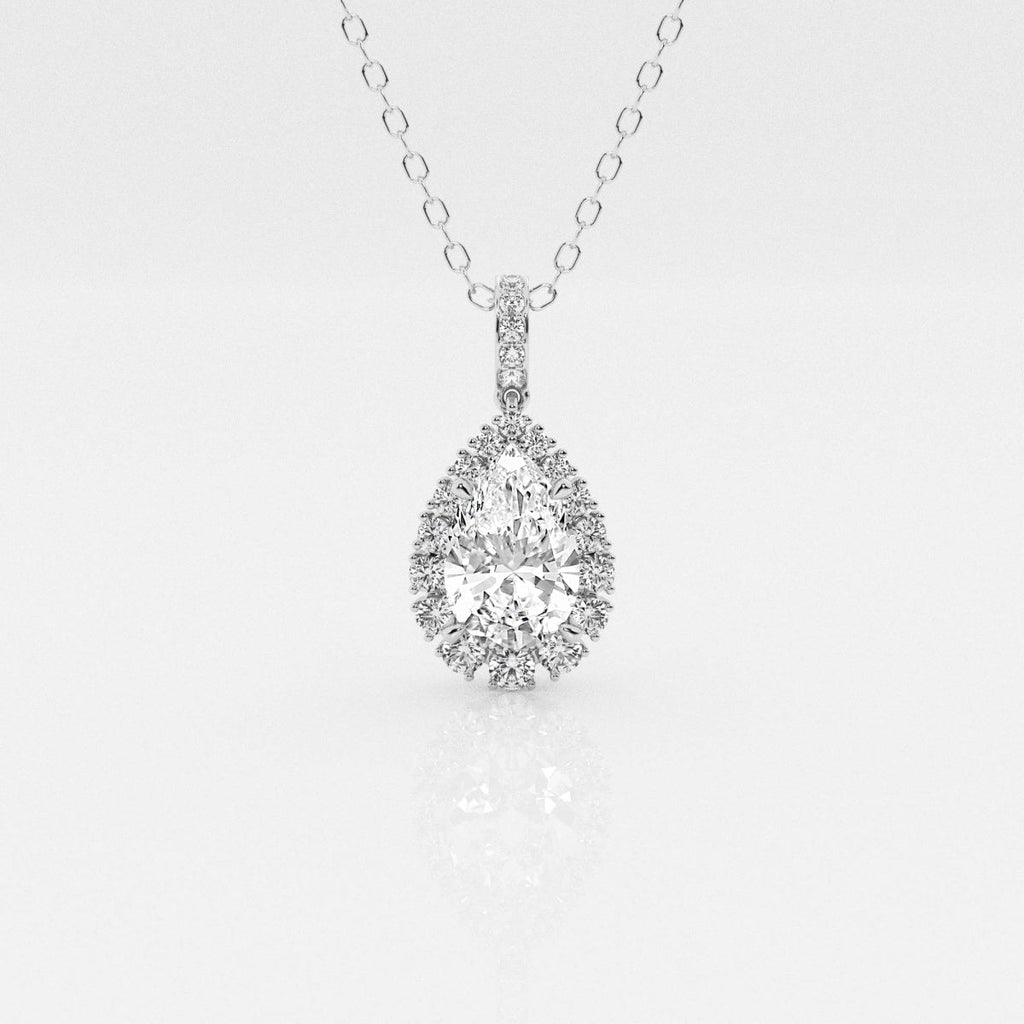 2.0 CT Pear Moissanite Diamond Halo Necklace